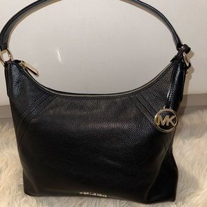 New Michael Kors Black Aria Leather Shoulder Bag